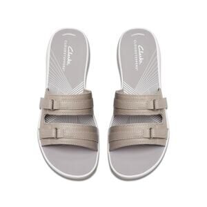 Clarks Breeze Piper Women’s Light Taupe Slide Sandals Cloudsteppers US 9M New